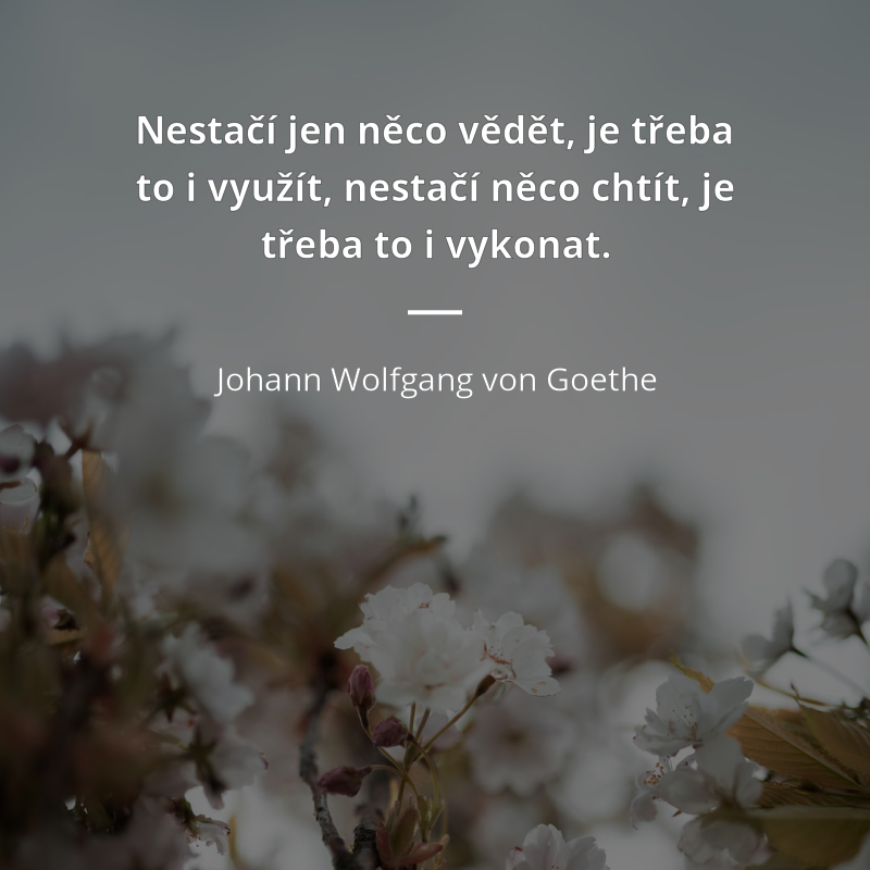 Johann Wolfgang von Goethe citát: „Nestačí jen něco vědět, je třeba to i využít, nestačí něco chtít, je třeba to i vykonat.“