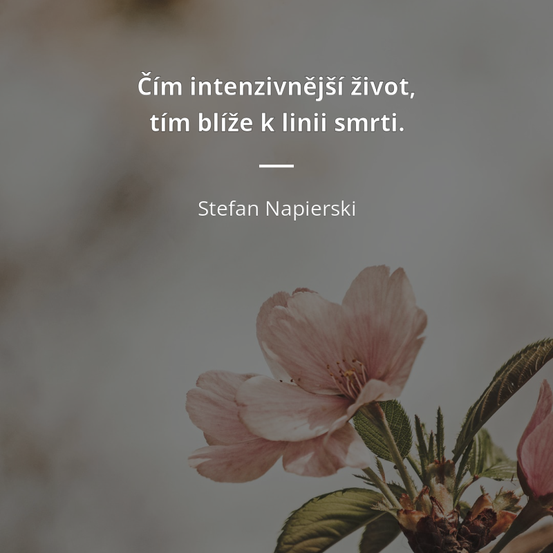 Stefan Napierski citát: „Čím intenzivnější život, tím blíže k linii smrti.“